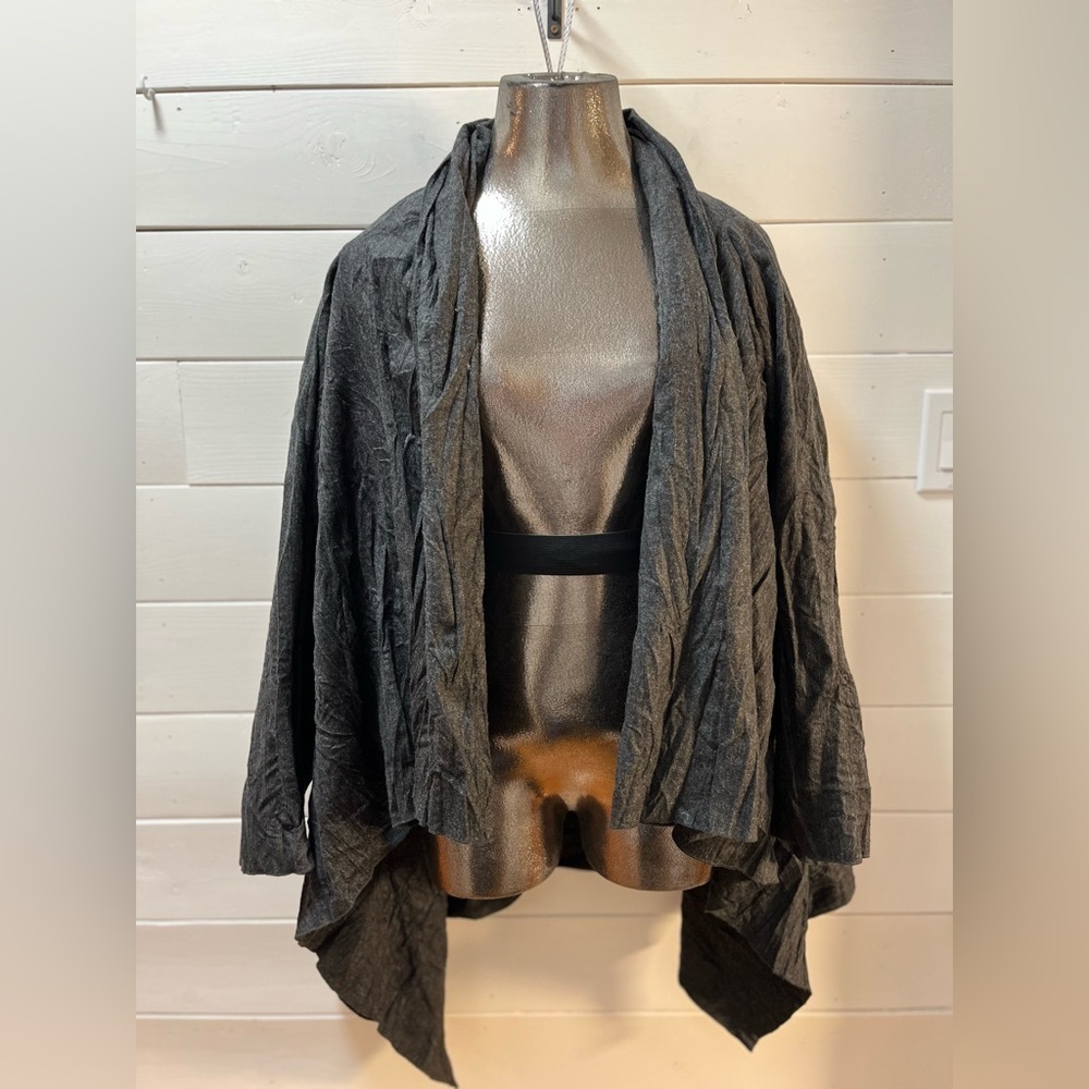 J.JILL WOOL-BLEND DRAPED JACKET – CHARCOAL – SIZE M